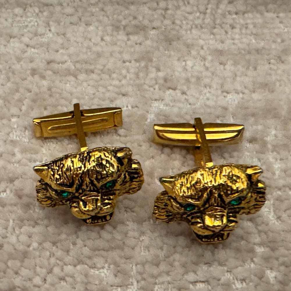 Rare Vintage Judy Lee Gold Tiger cufflinks/tie-clip/tie pin ( on hold for buyer) - Picture 4 of 6